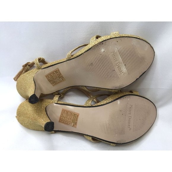 Pierre Dumas Heels Women Size 8.5 Gold Glitter Slingback High Heel Dress Sandals - Picture 6 of 9